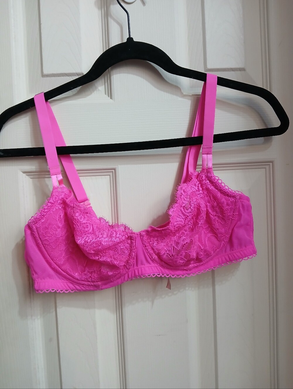 Dobreva Balconette Bra Women's Size 38B Demi Cup Underwired Pink Semi SheerE